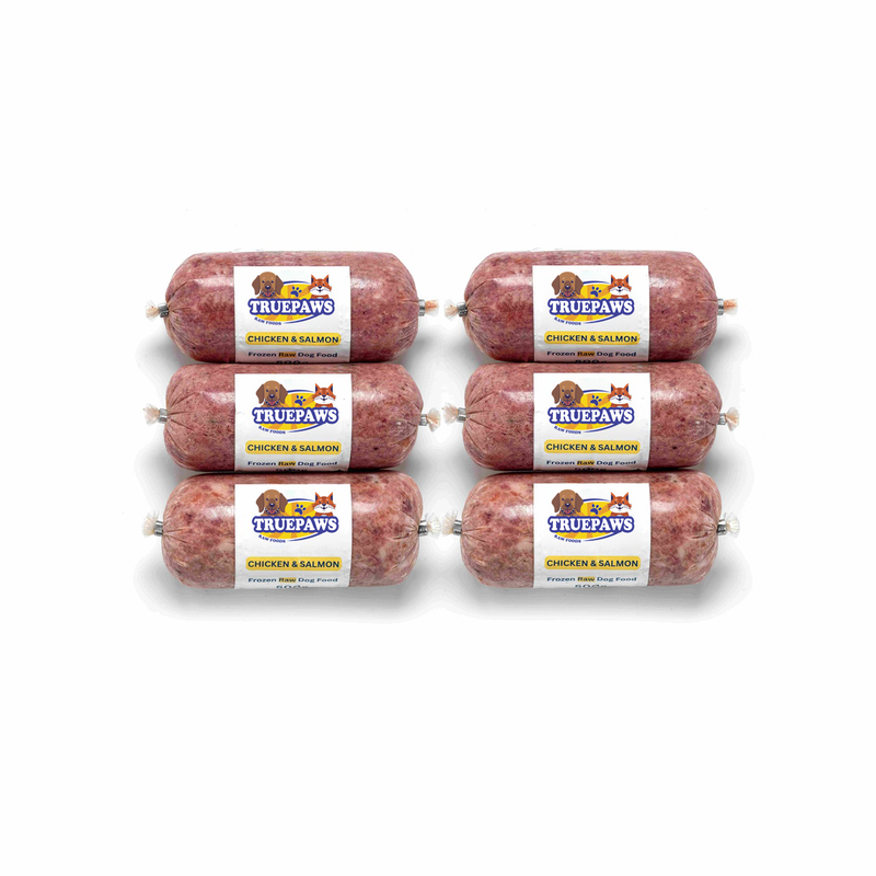 Premium Quality High-Protein Raw Dog Food - Frozen Chicken and Salmon Mince - Natural & Grain-Free Complete Meal for Dogs-Chicken and Salmon Flavor